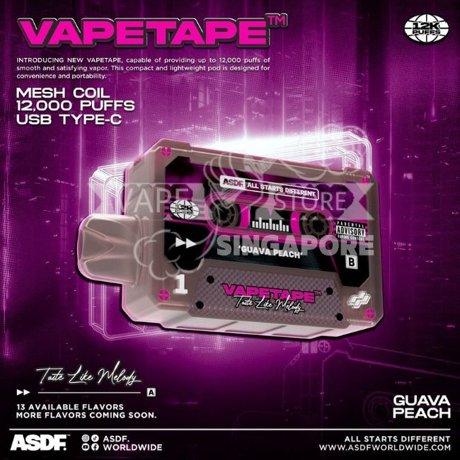 vapetape-12000-puff-guava-peach-singapore-vape-store