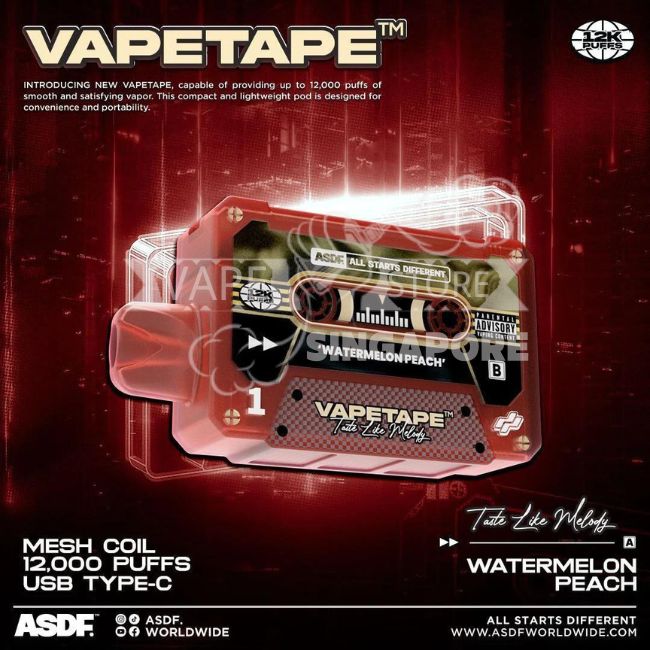 vapetape-12000-puff-watermelon-peach-singapore-vape-store